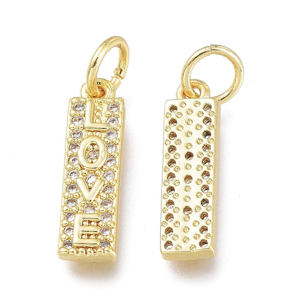 6786 10pcs Brass Cubic Zirconia Word Love Pendants Micro Pave CZ Rhinestone